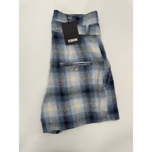 Reformation Rossi Plaid Linen Paper Bag Shorts In Shadow Plaid Womens Size 6 NEW